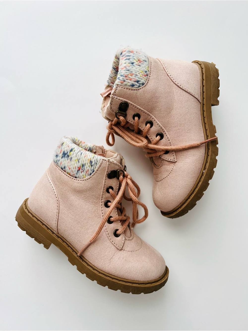 Old Navy Toddler Girl Pink Faux-Suede Sweater Cuff Boots Size 9 toddler